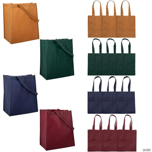 12" x 14" Medium Earth Tones Shopper Nonwoven Tote Bags - 12 Pc.