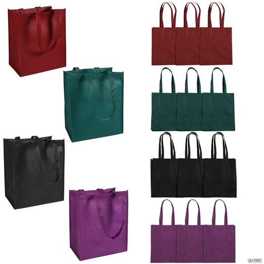 12" x 14" Medium Jewel Tone Nonwoven Shopper Tote Bags - 12 Pc.