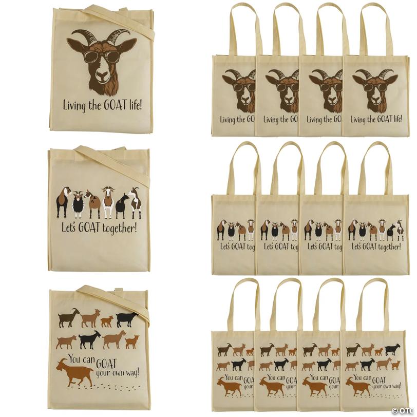12" x 14" Medium The Goat Life Nonwoven Tote Bags - 12 Pc.