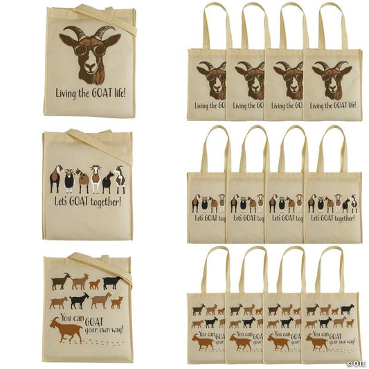 12" x 14" Medium The Goat Life Nonwoven Tote Bags - 12 Pc.