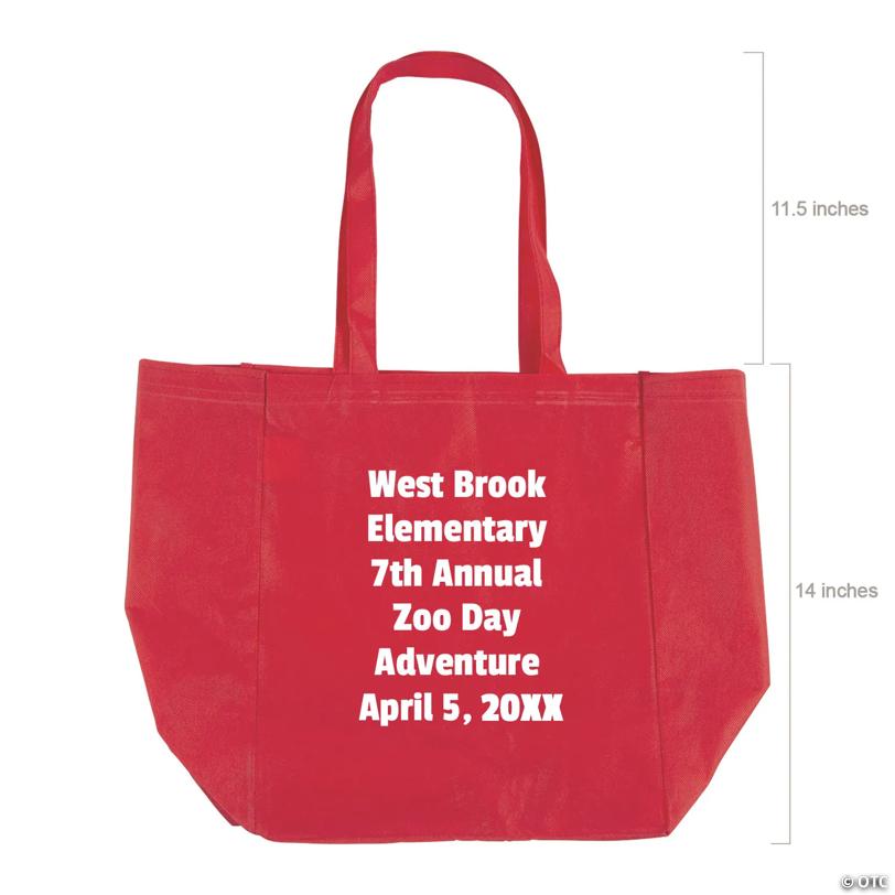 12" x 14" Personalized Bulk 48 Pc. Large Red Shopper Nonwoven Tote Bags