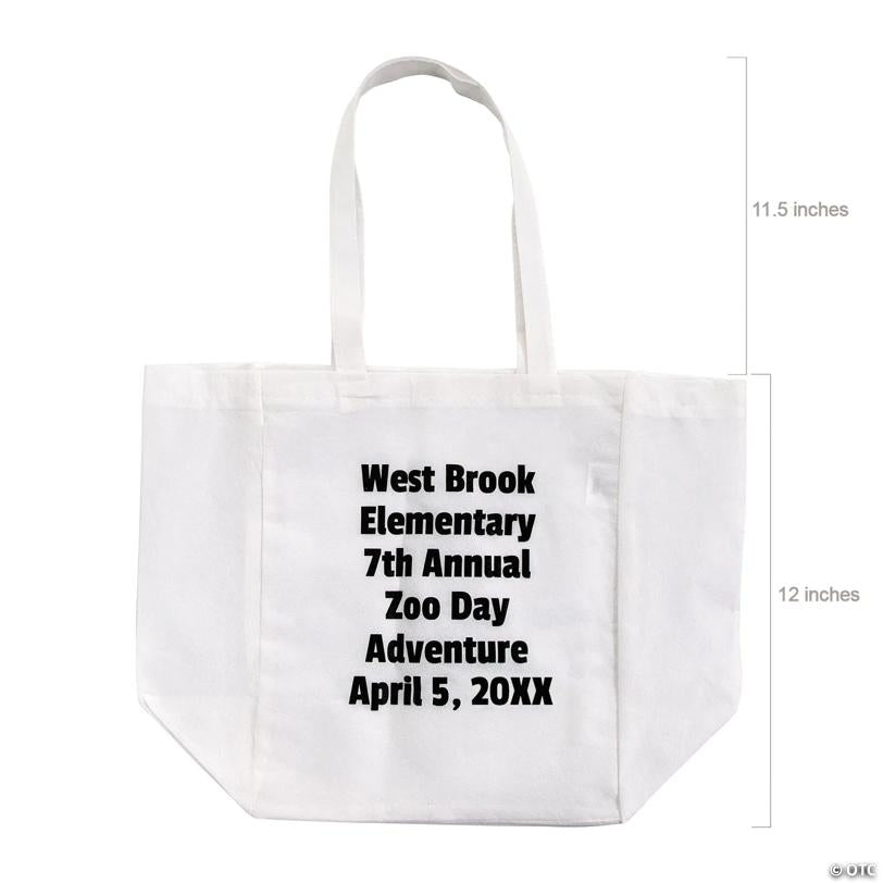 12" x 14" Personalized Bulk 48 Pc. Large White Shopper Nonwoven Tote Bags