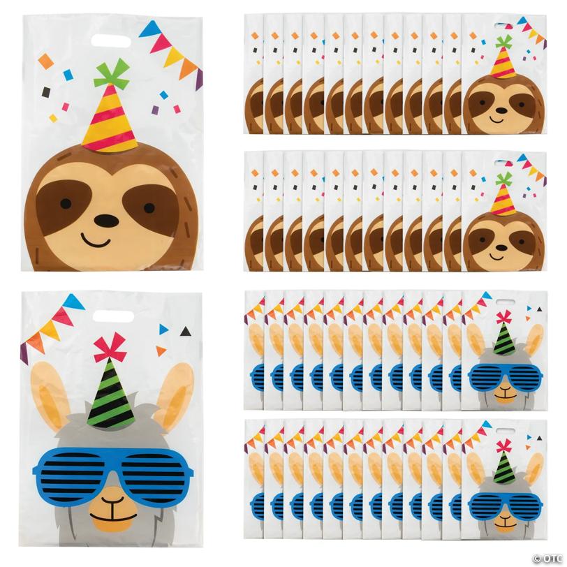12" x 17" Bulk 50 Pc. Large Plastic Party Animal Goody Bags