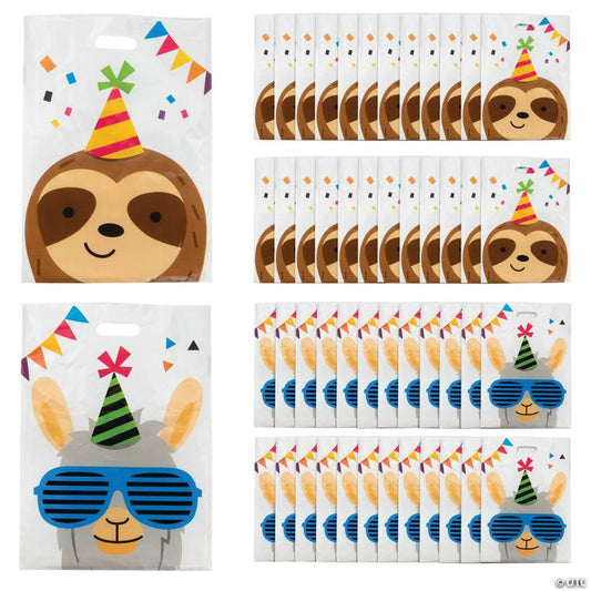 12" x 17" Bulk 50 Pc. Large Plastic Party Animal Goody Bags
