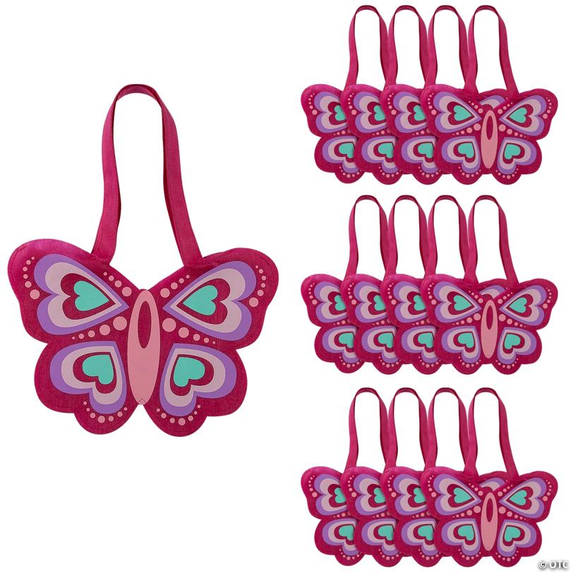 12" x 8 1/4" Medium Butterfly-Shaped Nonwoven Tote Bags - 12 Pc.