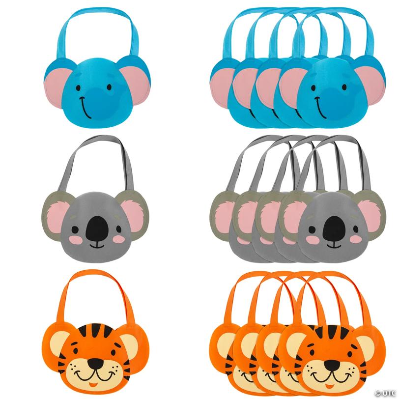 12" x 8" Medium Safari Animal-Shaped Nonwoven Tote Bags - 12 Pc.