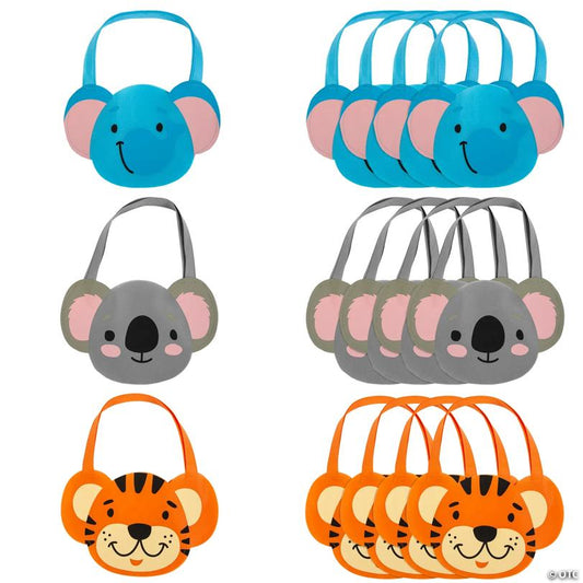 12" x 8" Medium Safari Animal-Shaped Nonwoven Tote Bags - 12 Pc.