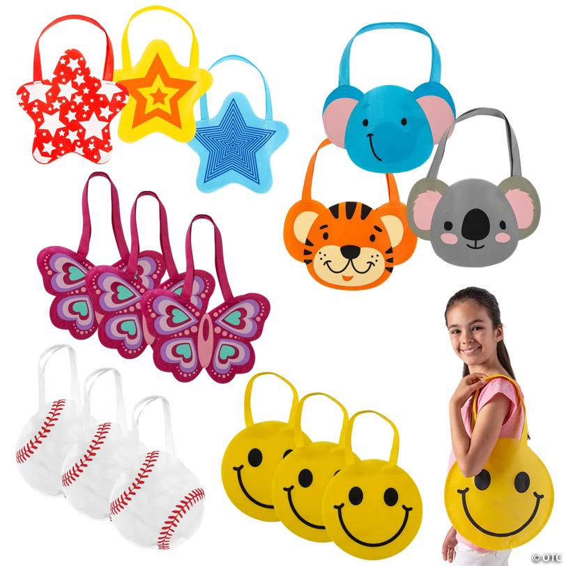 12" x 8" - 12" Bulk 60 Pc. Medium Shaped Nonwoven Tote Bag Assortment