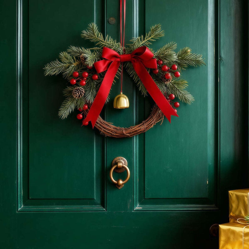 Christmas Wreath hanging on a front door