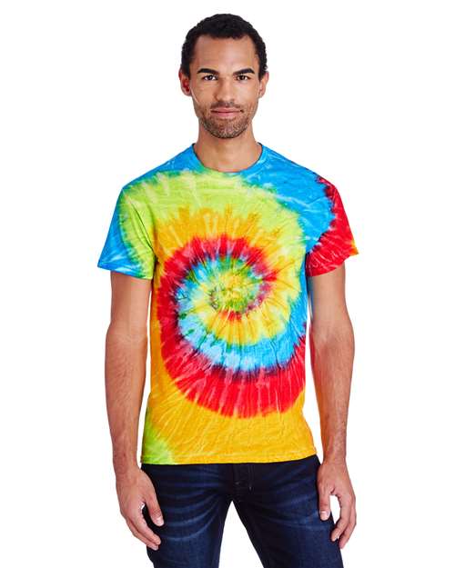 Multi-Color Tie-Dyed Short Sleeve T-Shirt | USA Decoration