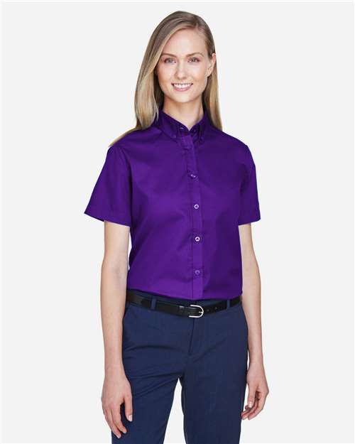 Women's Optimum Short Sleeve Twill Shirt | USA Decoration