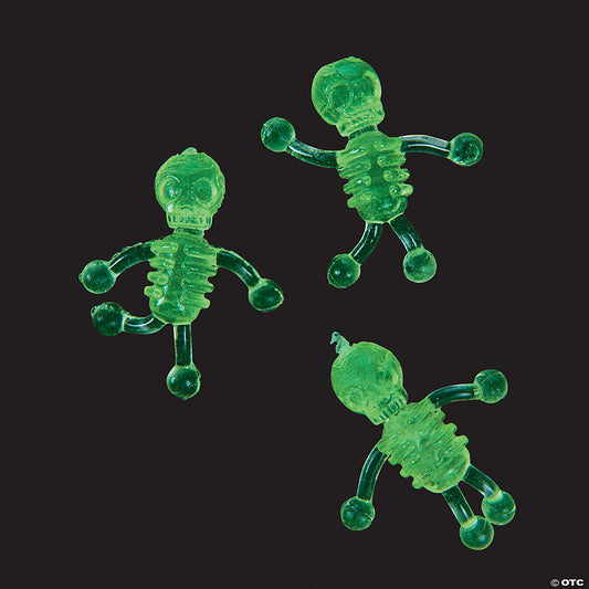 1 3/4" Bulk 48 Pc. Mini Glow-in-the-Dark Sticky Tumbling Skeletons | USA Decoration®