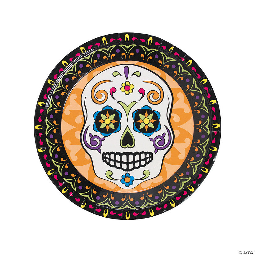 Day of the Dead Party Sugar Skull Paper Dinner Plates - 8 Ct. | USA Decoration®