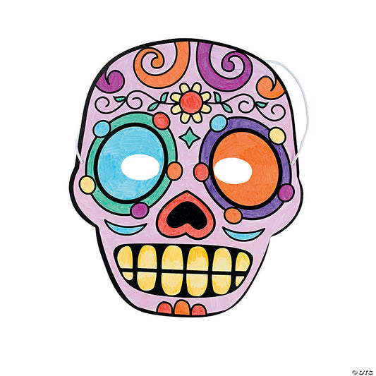 7" x 8 1/4" Color Your Own Day of the Dead Paper Masks - 12 Pc. | USA Decoration®