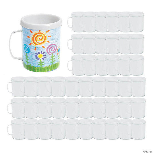 4" 8 oz. Bulk 48 Pc. DIY Clear BPA-Free Plastic Mugs with White Paper Inserts
