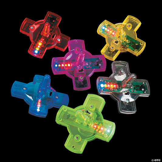 Per Dozen: 2 1/4" Light-Up Bright Solid Color Plastic Spin Tops - 12 Pc. | USA Decoration®