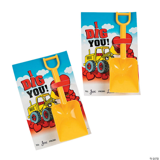 6" I Dig You Valentine Exchanges Card with Shovel for 12