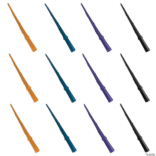 Per Dozen: 12" Assorted Colors Reusable Plastic Wizard Wands - 12 Pc. | USA Decoration®