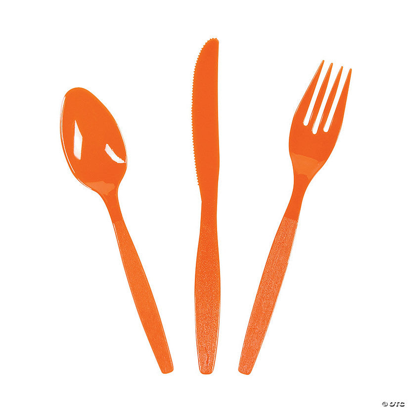Bulk 210 Ct. Orange Plastic Cutlery Set | USA Decoration®
