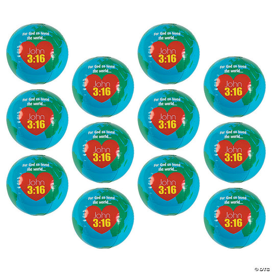 Inflatable 10" God Loves the World Medium Vinyl Globes - 12 Pc. | USA Decoration®