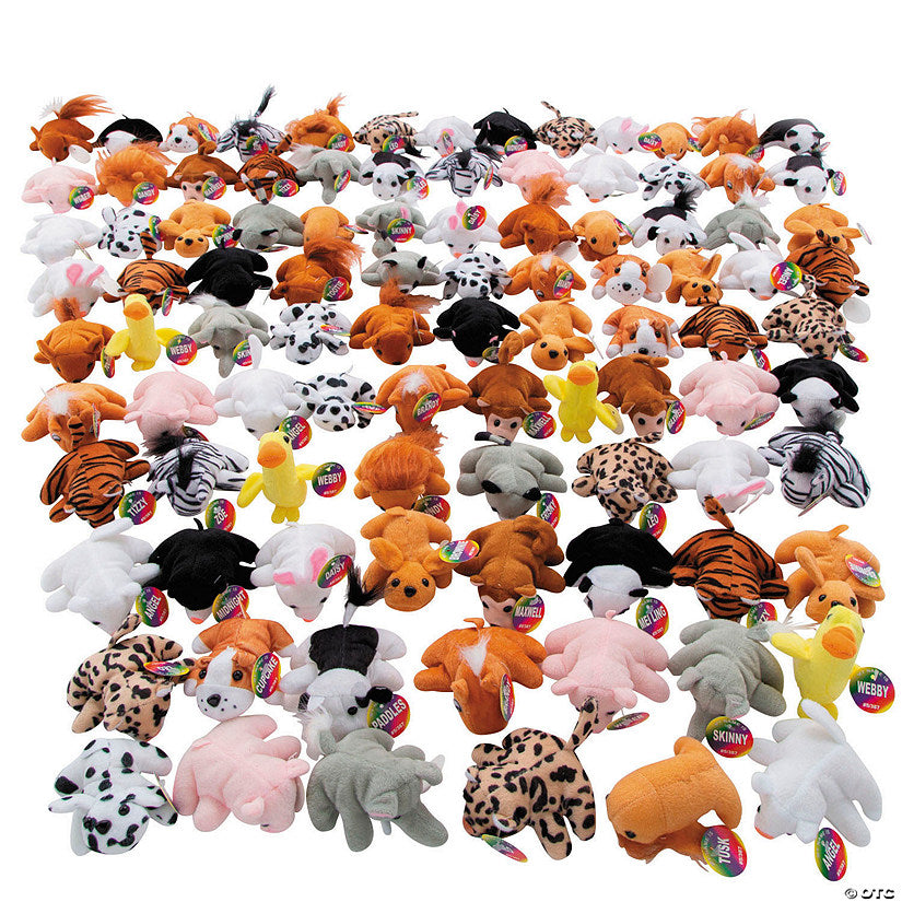 4" Bulk 96 Pc. Mini Zoo Stuffed Animal Assortment | USA Decoration®