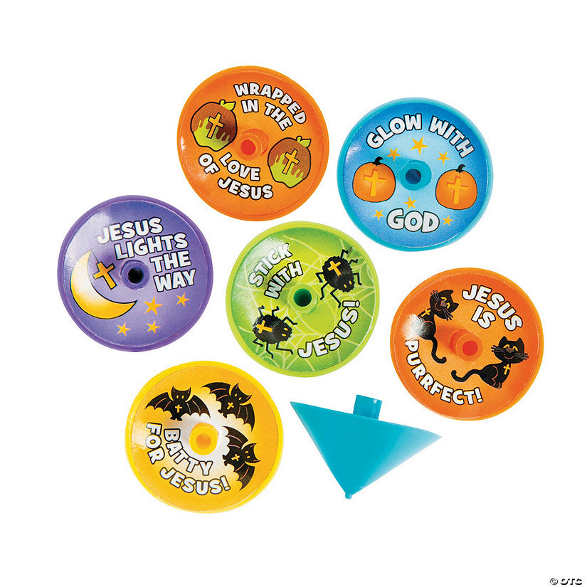 144 Piece(s): Bulk Little Boolievers Plastic Mini Spin Tops - 144 Pc. - Less Than Perfect | USA Decoration®