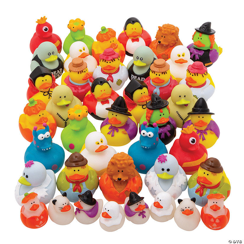 50 Piece(s): 1 1/2" - 2" Bulk 50 Pc. Halloween Character Rubber Duck Assortment | USA Decoration®