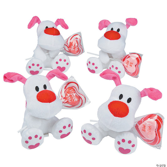 Stuffed Dog with Lollipop Valentine Exchanges for 12