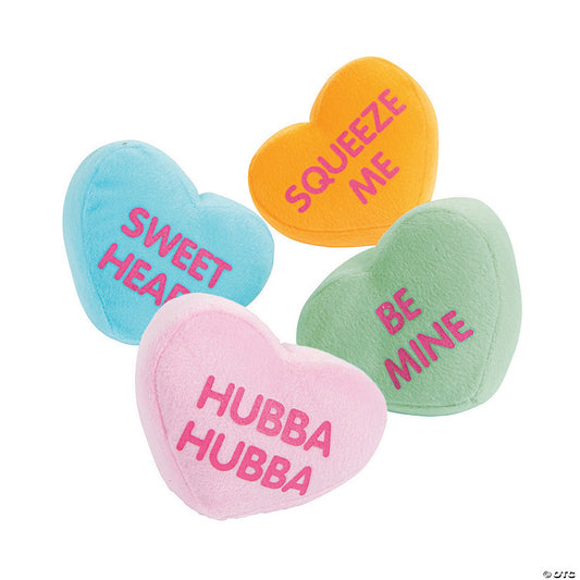 4" Mini Valentine's Day Stuffed Conversation Hearts - 12 Pc.