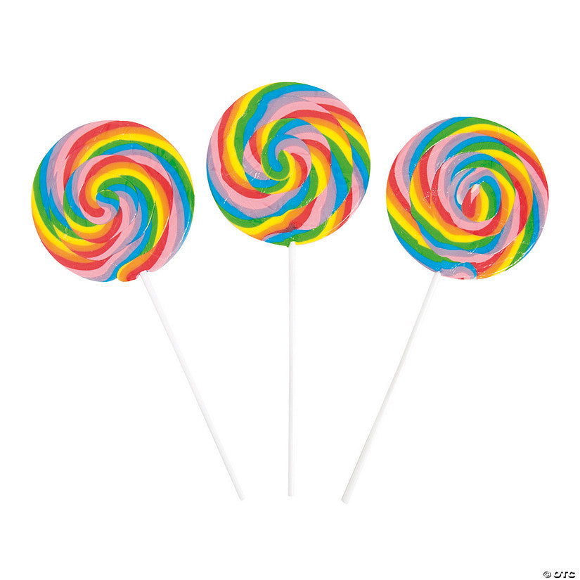 6 Piece(s): 4" Jumbo Swirl Fruit-Flavored Lollipops on 7" Stick - 6 Pc. | USA Decoration®