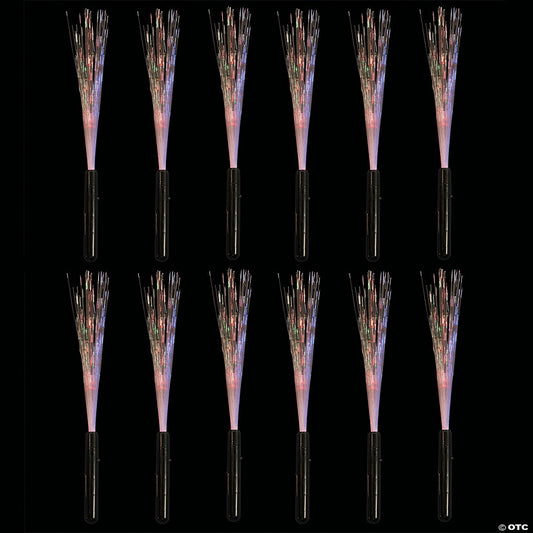 15" Rainbow Colors Fiber Optic Plastic Light-Up Wands - 12 Pc. | USA Decoration®