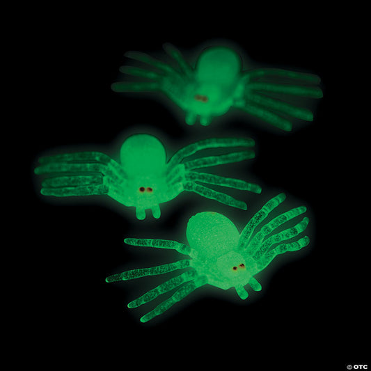 108 Piece(s): 2 1/2" Bulk 108 Pc. Classic Glow-in-the-Dark Plastic Spiders | USA Decoration®