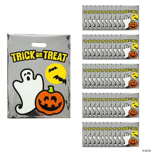 50 Piece(s): 12 1/2" x 17" Bulk 50 Pc. Plastic Reflective Halloween Goody Bags | USA Decoration®