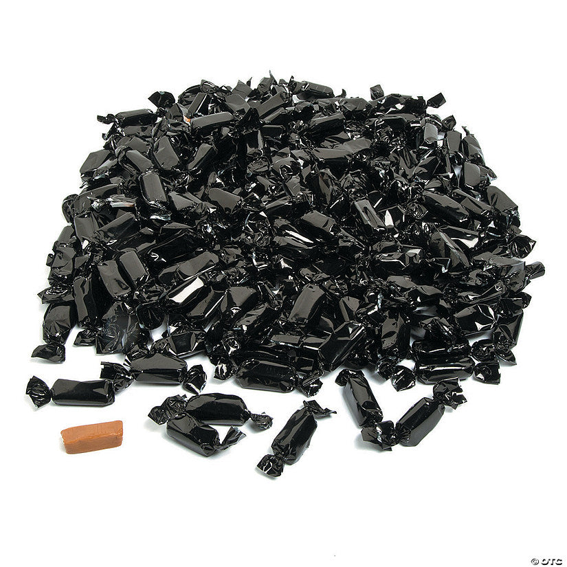189 Piece(s): 2" 2 lbs. Black Foil-Wrapped Caramels Chewy Candies - 189 Pc. | USA Decoration®