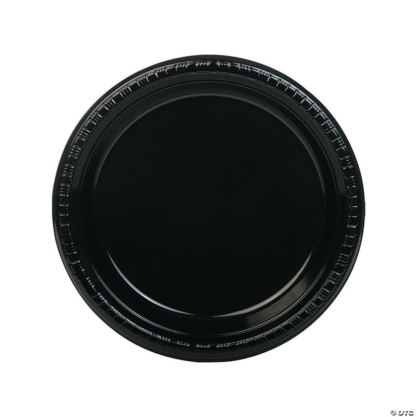 9" Black Disposable Plastic Dinner Plates - 20 Ct. | USA Decoration®