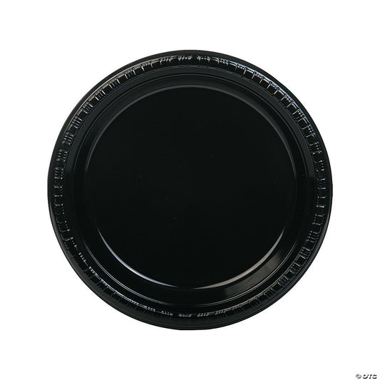 9" Black Disposable Plastic Dinner Plates - 20 Ct. | USA Decoration®