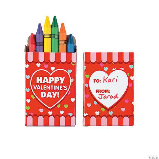 6-Color Box of Crayons Valentine Exchanges for 24 | USA Decoration®