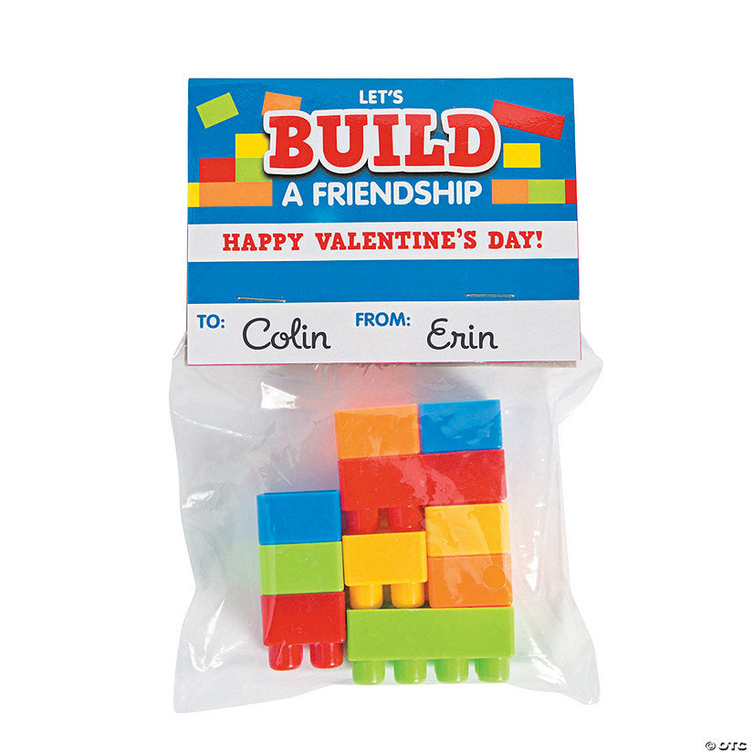 1" - 1 3/4" Color Building Block Valentine Exchanges for 12