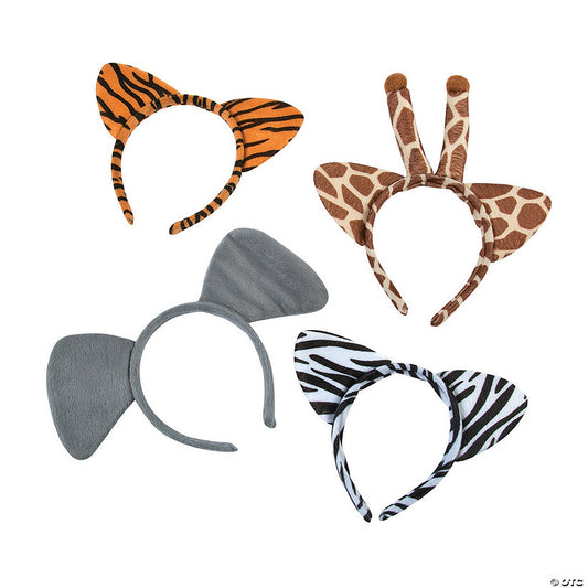 4 3/4" Plush Zoo Animal Ear Wild Patterns Headbands - 12 Pc. | USA Decoration®