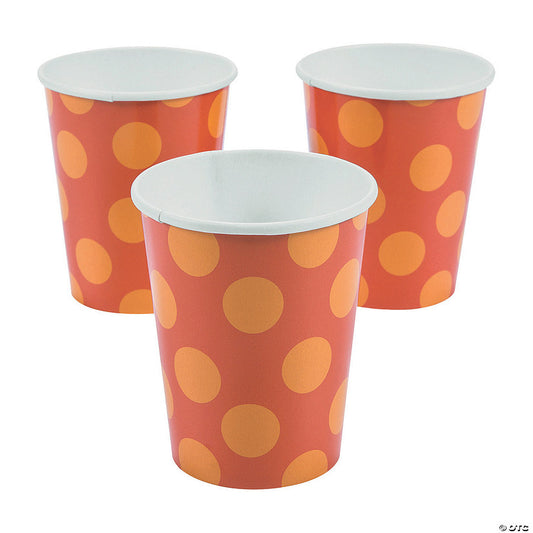 9 oz. Lil’ Pumpkin Orange Polka Dot Disposable Paper Cups - 8 Ct. | USA Decoration®