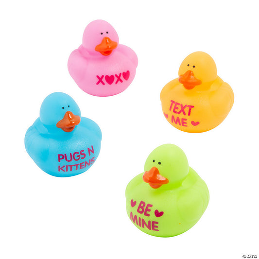 2" Valentine's Day Conversation Heart Rubber Ducks - 12 Pc. | USA Decoration®
