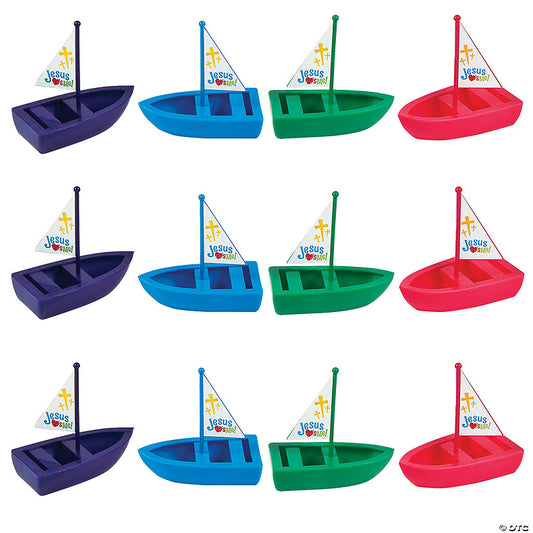 4" x 4" Mini Valentine's Day Jesus Loves Me Toy Boats - 12 Pc. | USA Decoration®