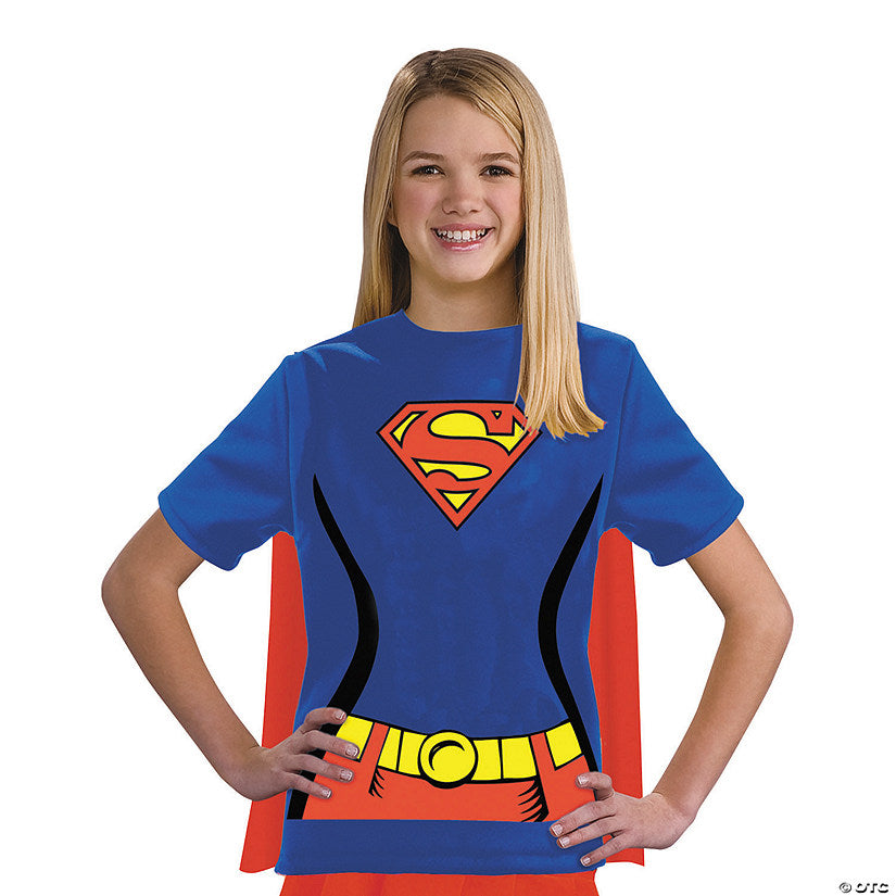 Girl’s Supergirl T-Shirt with Cape Costume | USA Decoration®