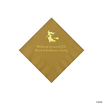 Gold Witch Personalized Napkins with Gold Foil - 50 Pc. Beverage | USA Decoration®