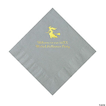 Silver Witch Personalized Napkins with Gold Foil – 50 Pc. Luncheon | USA Decoration®