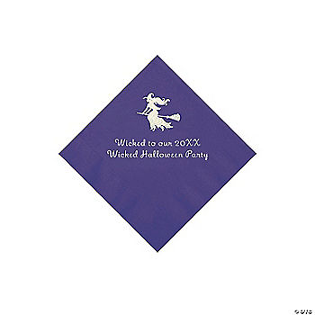 Purple Witch Personalized Napkins with Silver Foil - 50 Pc. Beverage | USA Decoration®