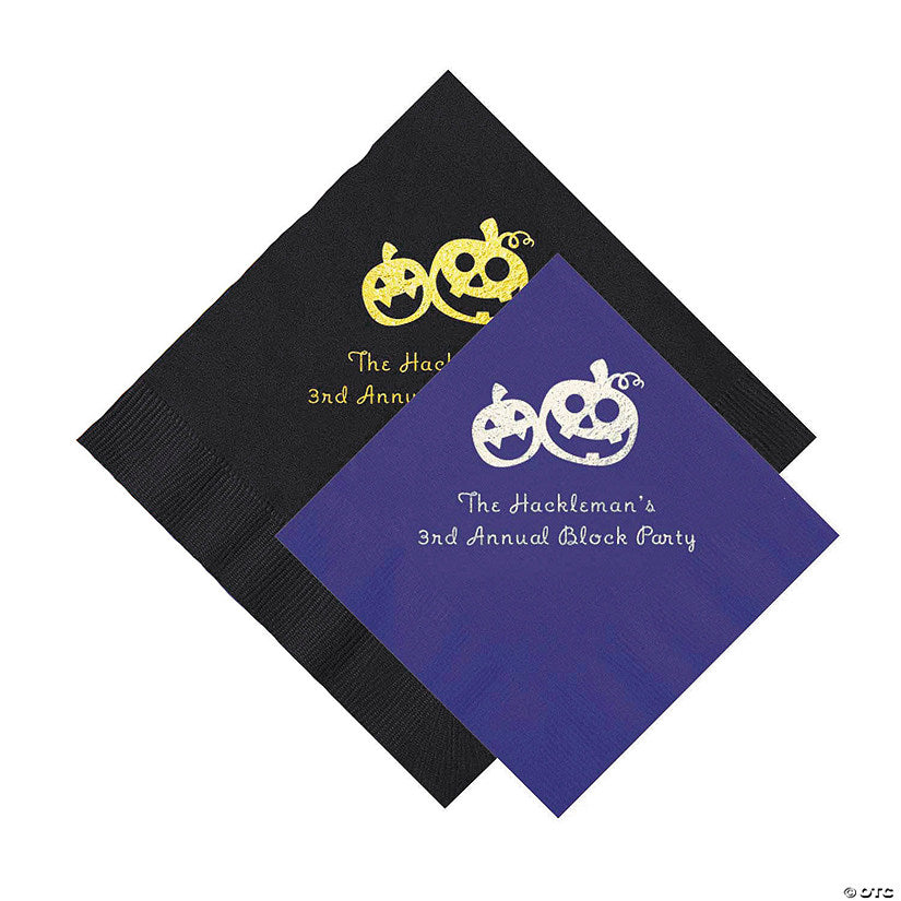 50 Piece(s): Bulk 50 Ct. Personalized Pumpkin Beverage or Luncheon Napkins | USA Decoration®