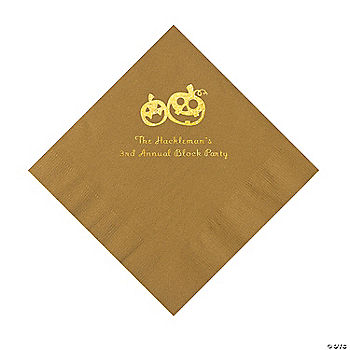 50 Piece(s): Gold Pumpkin Personalized Napkins with Gold Foil – 50 Pc. Luncheon | USA Decoration®