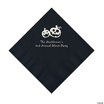 50 Piece(s): Black Pumpkin Personalized Napkins with Silver Foil – 50 Pc. Luncheon | USA Decoration®