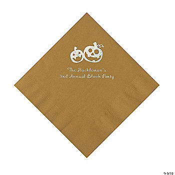 50 Piece(s): Gold Pumpkin Personalized Napkins with Silver Foil – 50 Pc. Luncheon | USA Decoration®